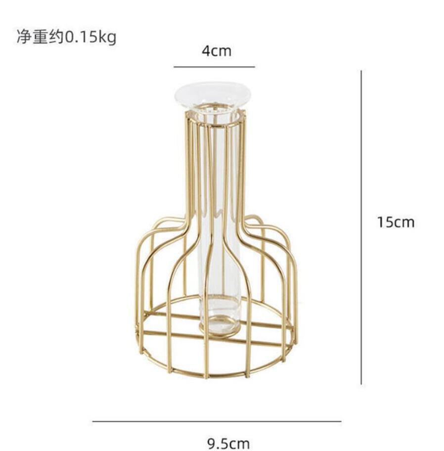Elegante jarrón decorativo de hierro con tubo de ensayo